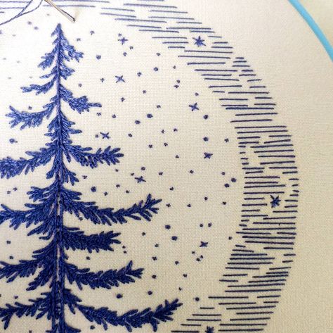 MOONLIGHT PINE pdf embroidery pattern embroidery hoop art | Etsy Pdf Embroidery Pattern, Embroidery Blue, Moon Full, Textile Inspiration, Halloween Embroidery Designs, Sky Tree, Hand Embroidery Kit, Halloween Embroidery, Hand Embroidery Projects