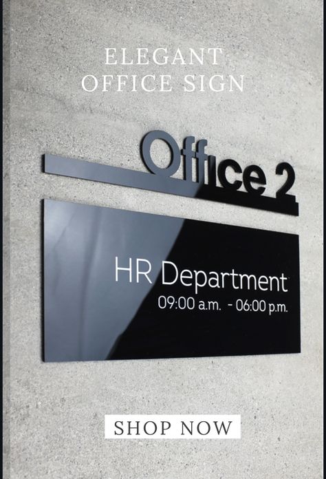 Modern Acrylic Office Door Signs for stylish bussiness space. A beautiful door sign is an important detail of a modern office. Handcrafted office door plates enhance the unique design and style of any space. Bsign produces custom business office door plaques with printed braille font (ADA). This way you show that your office is open to every client. Visit our website to know mor Door Sign For Office, Office Name Board Design, Office Signs Door, Office Sign Board, Acrylic Signage Design, Office Sign Design, Modern Office Signage, Sign For Office Door, Name Plates For Office Doors