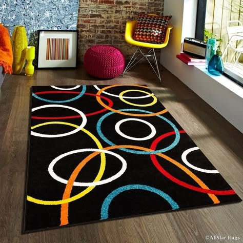 Frieze Carpet, Tufting Diy, Door Mat Diy, Abstract Circle, Link Design, Diy Carpet, Diy Rug, Black Area Rugs, Geometric Area Rug