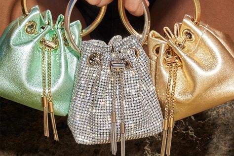 The Icons | Iconic Shoes and Handbags | JIMMY CHOO US Jimmy Choo Bags Handbags, Mini Bag Outfit, Jimmy Choo Bing, Glam Aesthetic, Iconic Shoes, Jimmy Choo Romy, Jimmy Choo Handbags, Modern Sandals, Bucket Handbags