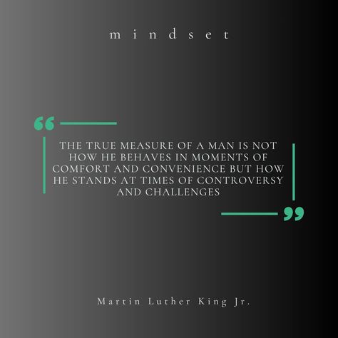 🌟 'The true measure of a man is not how he behaves in moments of comfort and convenience but how he stands at times of controversy and challenges.' - Martin Luther King Jr. 🌟 Martin Luther King Jr.'s powerful words remind us that our true character is revealed during difficult times. It's not about how we act when things are easy, but how we respond when faced with adversity. 🌍✨ To put this quote into practice, here are some steps you can take: Stay True to Your Values: In challenging time... Luther King Quotes, Measure Of A Man, Martin Luther King Quotes, True Character, King Quotes, Challenging Times, Difficult Times, Your Values, King Jr