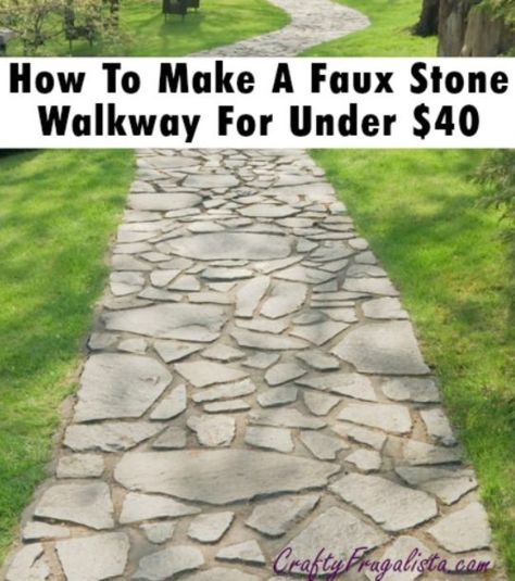 DIY Walkways - Build A Faux Stone Walkway For Under $40 - Do It Yourself Walkway Ideas for Paths to The Front Door and Backyard - Cheap and Easy Pavers and Concrete Path and Stepping Stones - Wood and Edging, Lights, Backyard and Patio Walks With Gravel, Sand, Dirt and Brick #diyideas Diy Walkways, Curved Walkway, Walkway Diy, Front Yard Walkway, Diy Landscape, Concrete Path, Backyard Walkway, Walkway Landscaping, Paver Walkway