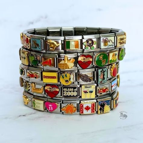 Italian Charm Bracelets, Nomination Bracelet, Italian Bracelet, Italian Charms, Y2k Jewelry, Jewelry Lookbook, Bracelets For Women, Dangle Charms, What Type