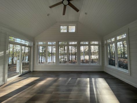 Raised Sunroom Addition, Screened Porch To Four Season Room, Playroom Addition Plans, 4 Seasons Room Ideas, Room Additions Off Back Of House, Living Room Addition Ideas Floor Plans, Shed Addition Ideas, Family Room Addition Off Back Of House, 4 Season Room Addition Off Kitchen