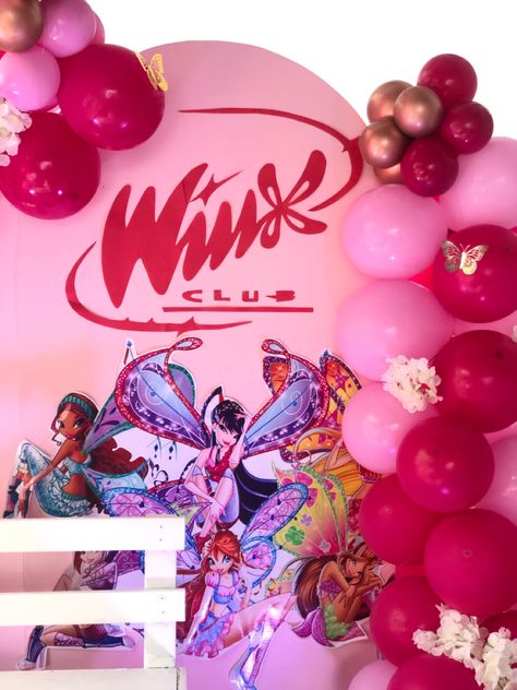 Winx Club Party Decoration, Winx Birthday Party Ideas, Winx Club Birthday Party Ideas, Winx Birthday Party, Winx Club Party, Winx Club Birthday, Balloon Garland Birthday, Club Aesthetics, 26 Birthday Cake