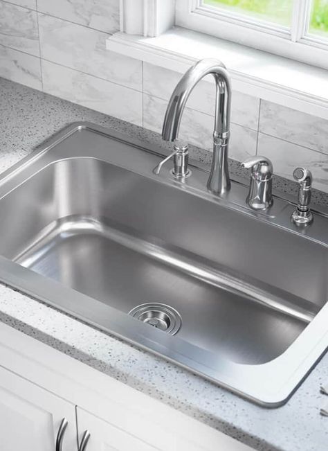 9 Best Kitchen Sink Materials: Pros & Cons Best Kitchen Sinks, Drop In Kitchen Sink, Jungle Juice, Single Bowl Sink, Steel Kitchen Sink, Ideas Hogar, Single Bowl Kitchen Sink, Farmhouse Sink Kitchen, Undermount Kitchen Sinks