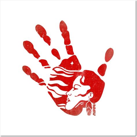 Red Hand #MMIW by testeemoney-artshop Mmiw Red Hand Tattoo, Circle Of Women Art, Native American Culture Art, American Indian Artwork Native Art, Mmiw Tattoos For Women, Missing Indigenous Women Art, Native Art Tattoo, Indigenous Women Art, Indigenous Drawing