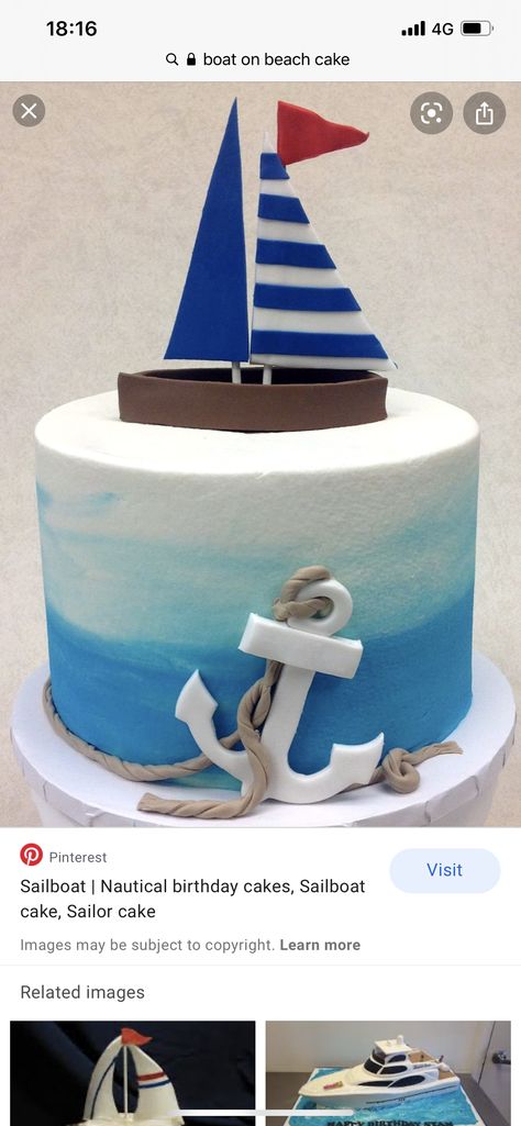 Sailing boat cake Cake With Boat Design, Cake Boat Birthday, Sailing Boat Cake Ideas, Boat Theme Cake, Nautical Cakes Ideas, Sail Cake Ideas, Boat Cake Ideas, Boat Cakes For Men, Sailing Boat Cake