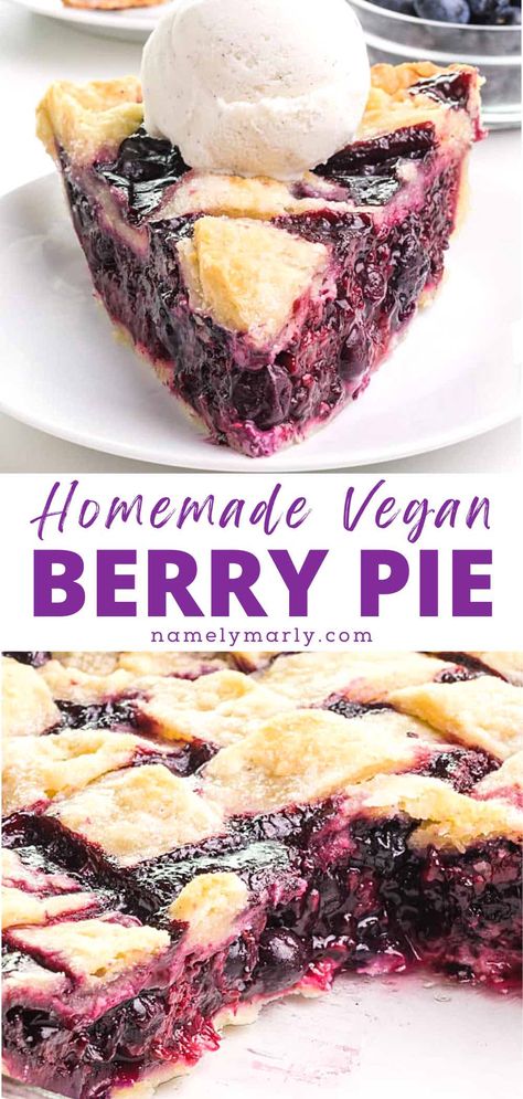 Frozen Berry Pie, Mixed Berry Dessert, Berry Pie Filling, Berry Pie Recipe, Fruit Pie Recipe, Vegan Pies, Vegan Pies Recipes, Mixed Berry Pie, Vegan Pie Crust