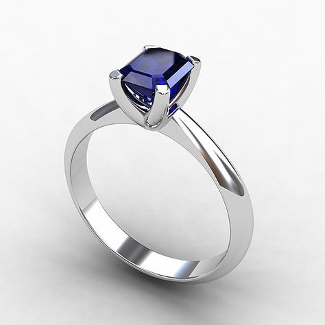 Blue Sapphire Sapphire Blue Wedding, Wedding Ring White Gold, Blue Sapphire Wedding Ring, Aquamarine Solitaire Ring, Blue Sapphire Ring, Ring White Gold, Platinum Engagement Rings, White Gold Engagement, Blue Sapphire Rings