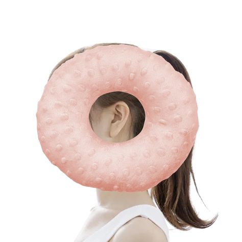 PRICES MAY VARY. 🍩FIT SIZE: This super soft pillow is light but very cushiony. Donut is covered with soft high quality minky dot fabric and decent thickness, making it very durable. The side zipper that open easily allows you to remove the excess stuffing and adjust the firmness. Also the pillow is sized right so it doesn't take much room that you can place on top of your original pillow. The donut pillow size is 9.84x9.84x2.36 inch. 🍩COMFORTABLE & PERFECTLY STUFFED: Piercing pillow for side s Piercing Pillow, Donut Pillow, Sleep Headphones, Side Sleeping, Soft Pillow, Dot Fabric, Helix Piercing, Dotted Fabric, Soft Pillows