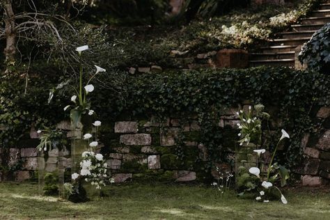 Modern-enchanted-ethereal-wedding-ceremony-flowers- Minimal Ceremony Decor, Modern Fairytale Wedding, Ethereal Green, White Wedding Ceremony, Modern Wedding Ceremony, Wedding Alters, Anti Bride, Aisle Flowers, Adelaide Hills