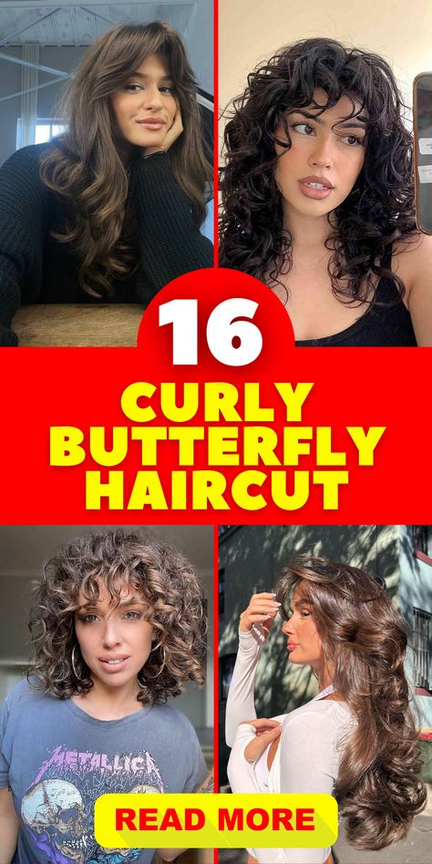 Embrace your natural curls with a trendy curly butterfly haircut, available in short, long, and medium lengths for a versatile and chic look.Elevate your style with a curly butterfly haircut with bangs, offering a playful and feminine touch that beautifully complements your curls.Discover the beauty of a curly butterfly haircut for men, providing a stylish and modern option for those with curly hair. Curly Medium Hair With Bangs, Lions Mane Haircut Curly, Butterfly Layers On Curly Hair, Long Curly Haircut With Layers, Long Curly Hair Styles With Bangs, Mid Length Haircut For Curly Hair, Medium Length Curly Hair With Undercut, Butterfly Cut With Curly Hair, Haircuts For Girls With Curly Hair