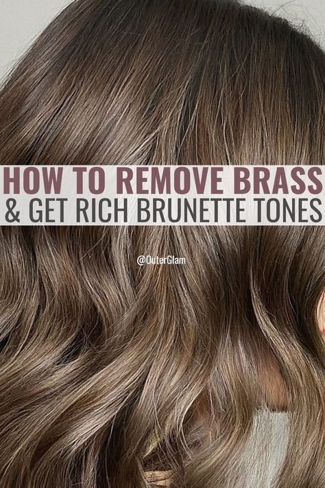 Whether you're struggling to remove brass from your hair or aiming for rich brunette tones, it can be a frustrating journey. If you wish to achieve that perfect shade without the brassiness, this article is for you. Discover effective techniques and expert tips to eliminate brassiness and achieve stunning brunette tones effortlessly. No Brass Brunette, How To Tone Brown Hair, Toning Brunette Hair, Toner Brunette Hair, Toner For Light Brown Hair, Toner On Brown Hair Before And After, Toner Before And After Brunette, Brassy Hair Fix At Home Brunettes, How To Get Rid Of Brassy Hair Brunettes