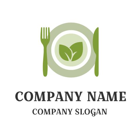 This logo is based on green color palette, which is suitable for vegan restaurants. Additionally, you can see classic text underneath. You can edit and download it for free. Fork And Knife Logo, Vegan Restaurant Logo, Knife Logo, Vegan Logo, Restaurant Logos, Fork And Knife, Free Logo Design, Green Color Palette, Green Plates