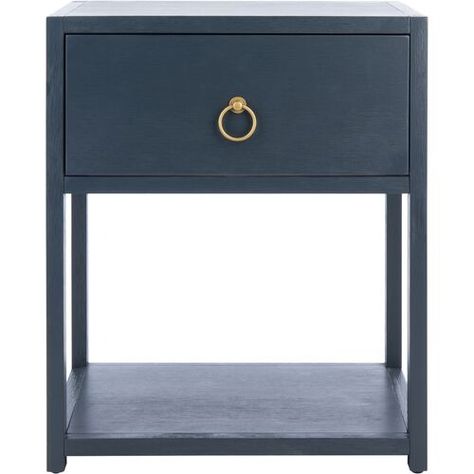 Sukie 1-Drawer Nightstand, Navy Smart Bedroom, Shelf Nightstand, Safavieh Furniture, Contemporary Nightstand, Caned Headboard, Wood Ladder, Contemporary Bedroom Decor, Modway Furniture, Contemporary Chic