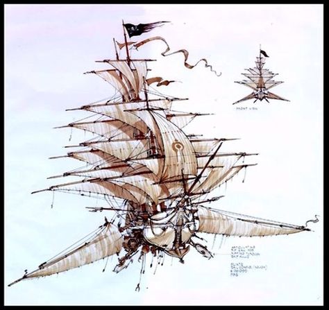 Treasure Planet Concept Art, Planet Concept Art, Airship Art, Flying Ship, Steampunk Airship, Navi A Vela, Treasure Planet, Steampunk Art, A Ship