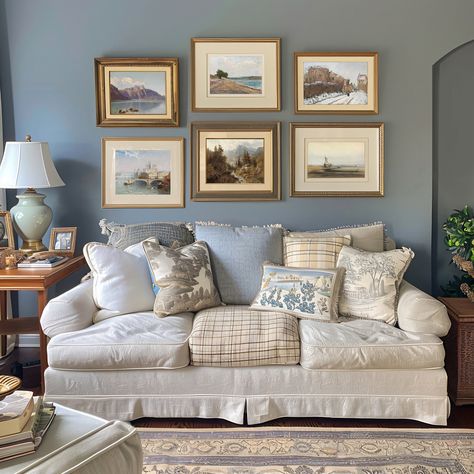 𝐏𝐑𝐈𝐍𝐓𝐀𝐁𝐋𝐄 𝐀𝐑𝐓 Vintage Gallery Wall Set of 6, Soft Blue English Cottage Living Room Decor, Printable Wall Art, 7artprints, Digital Download, DIY GIFT Download the files and print them by yourself at home, print shop or an online printing service. I recommend at least 280, 300+ gr textured paper for high quality. IMPORTANT NOTES ** Only digital files included. ** No physical item will be shipped. ** The image above shows you what the design looks like after printed and framed. ** Color French Country Blue Living Room, Vintage Blue Living Room, Blue Vintage Living Room, Blue Cottage Decor, Blue Cottage Living Room, Grandma Core Living Room, Powder Blue Living Room, French Blue Living Room, Dusty Blue Living Room