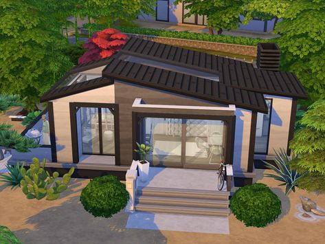 Sims 4 Bungalow, Tiny Bungalow, Sims Houses, Los Sims, Modern Bungalow, Bungalow House, Sims 4 Houses, Stardew Valley, Sims House