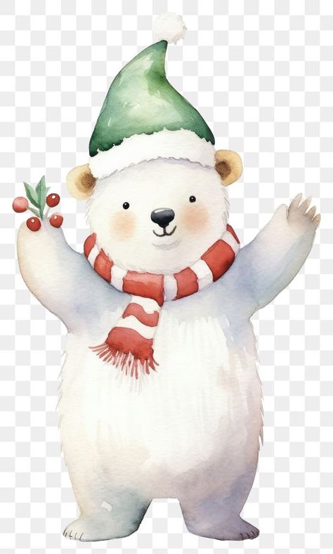 Christmas Polar Bear Illustration, Animal Representation, Illustration Bear, Polar Bear Cartoon, Polar Bear Illustration, Snowman Cartoon, Polar Bear Christmas, Cute Polar Bear, Bear Clipart