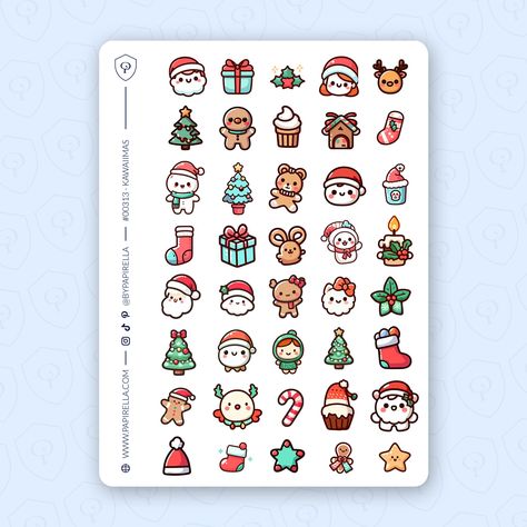 KAWAIIMAS Sticker Sheet / Bujo Stickers, Planner Stickers, Aesthetic Stickers, Christmas, Cute, Holiday, Icons, Functional by Papirella on Etsy Christmas Stickers Printable Free, Planner Stickers Aesthetic, Christmas Stickers Printable, Diy Christmas Crackers, Holiday Icons, Christmas Planner Stickers, Bujo Stickers, Homemade Stickers, Stickers Aesthetic