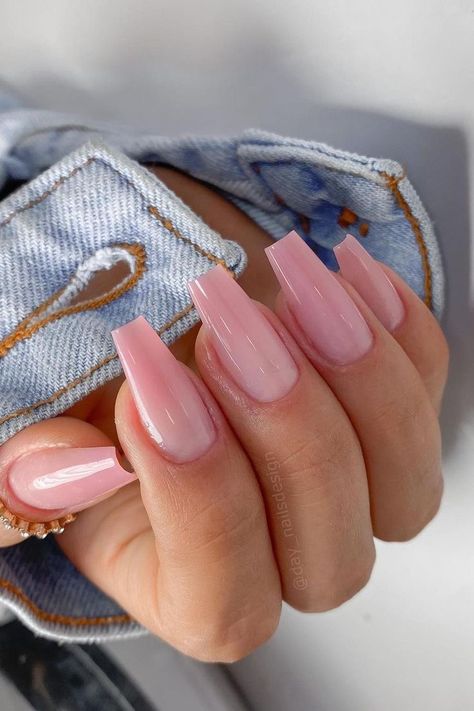 Tan Pink Nails, Classy Ballerina Nails, Nails For Blonde Hair, Nude Ballerina Nails, Periwinkle Nails, Ballerina Nails Designs, Milky Nails, Nude Nail Designs, Casual Nails