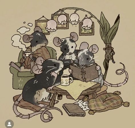 Mouse Art Illustration, Mouse Fursona, Rat Oc, Cute Mouse Art, Mice Illustration, Cottagecore Mouse, Mouse Aesthetic, Rat Character, Rat Illustration