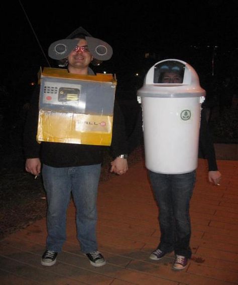 wall-e and eve costume Walle And Eve Couples Costumes, Couple Halloween Costumes Video Games, Wall-e Eve Costume, Wall E Inspired Outfit, Wallee And Eve Costumes, Walle Halloween Costume, Wallie Eve Costume, Walle And Eva Cosplay, Wallee And Eve Halloween Costume