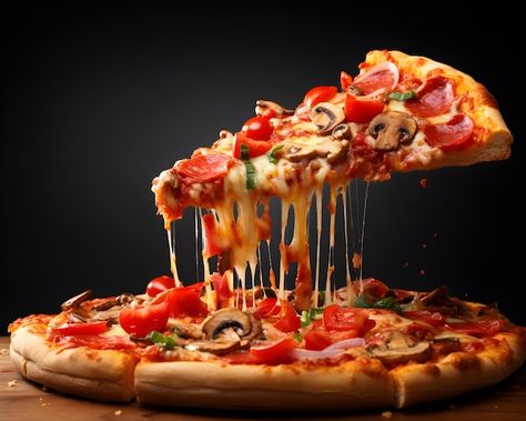 Food On Black Background, Pizza Black Background, Fast Food Pictures, Pizza Hd, Pizza Images, Pizza Image, Pizza Type Recipes, Pizza With Mushrooms, Pizza Hut Pizza