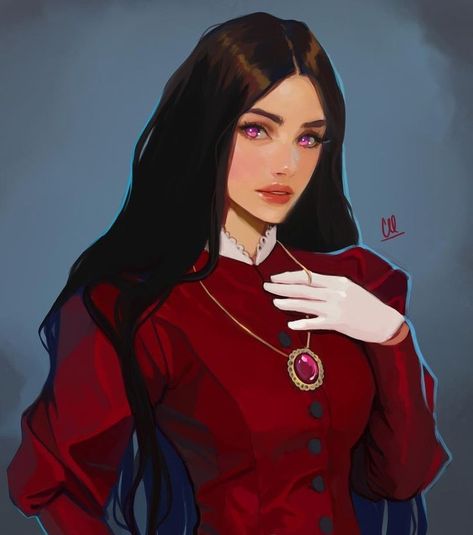 1970s Character Design, Vampire Female Oc, Black Hair Female Character Art, Female Vampire Oc, Vampire Oc Female Art, Yennefer Of Vengerberg, Arte Fantasy, Digital Art Girl, Art Anime