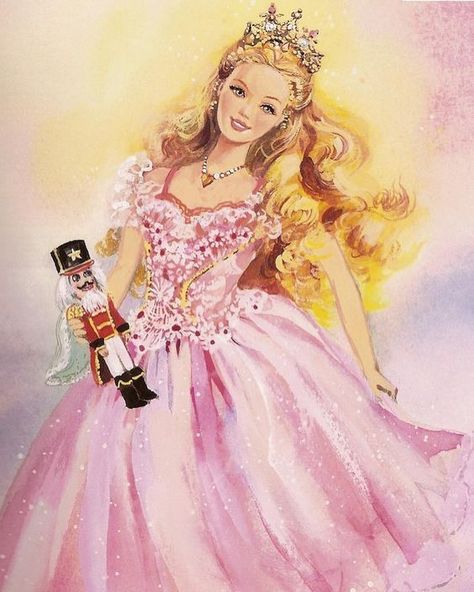 🎀 on Instagram: “This is my favorite Barbie Artwork. Barbie in the Nutcracker is my favorite Barbie movie. This picture is just so beautiful to look at lol…” Vintage Barbie Art, Painting Barbie, Barbie Artwork, Barbie Films, Disney Princess Christmas, Barbie In The Nutcracker, Fairytale Christmas, Barbie Nutcracker, Barbie Classic