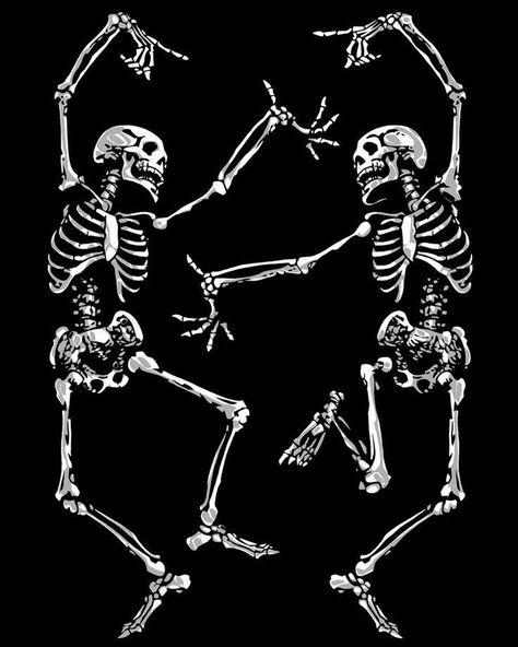 Animated Skeleton Art, Halloween Skeletons Wallpaper, 2 Skeletons Dancing, Graphic Design Skeleton, Skeleton Doing Stuff, Spooky Poster Design, Skeleton Playing Saxophone, Halloween Posters Vintage, Skeleton Posing Ideas