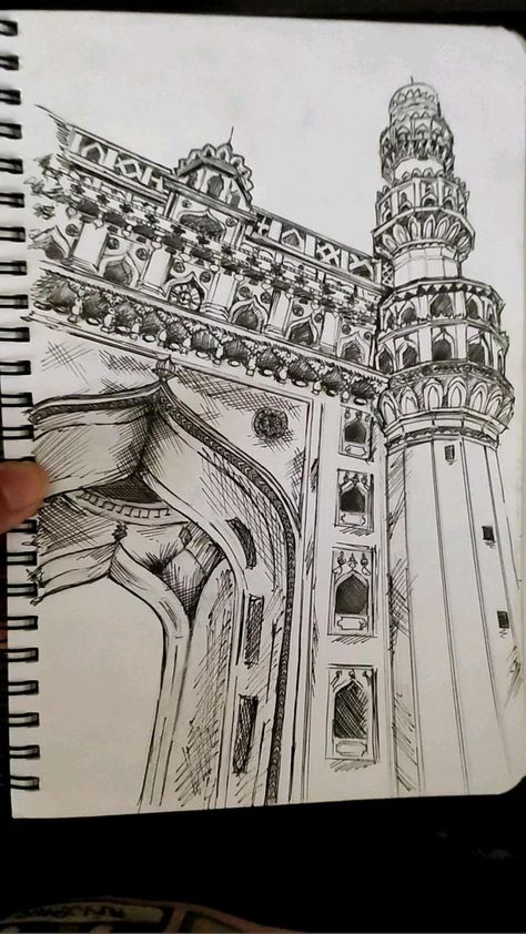 Architecture Sketch✨Charminar #architecturesketch #charminar | Architecture drawing art, Digital art tutorial, Art drawings simple Urban Sketchbook, Eid Wallpaper, Arch Sketch, Drawing Scenery, Architecture Sketches, Architecture Drawing Sketchbooks, Pen Art Work, Bengali Art, Drawing Architecture