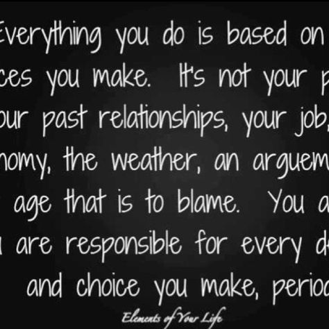 Don't blame anyone but yourself. What I Like About You, Good Quotes, Blaming Others, Past Relationships, Wonderful Words, Good Advice, The Words, Great Quotes, That Way