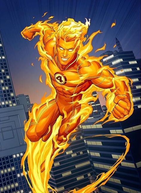 Human Torch Art, Storm Comic, The Human Torch, Patrick Brown, Fantastic Four Marvel, Johnny Storm, Marvel Cards, Arte Nerd, Marvel Characters Art