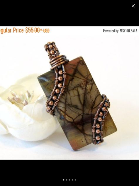 Square Stone Pendant, Wire Wrapped Stone Jewelry, Wire Wrap Jewelry Designs, Red Creek Jasper, Wire Wrapped Jewelry Tutorials, Pendant Tutorial, Wrapped Crystal, Wire Jewelry Designs, Oxidized Copper