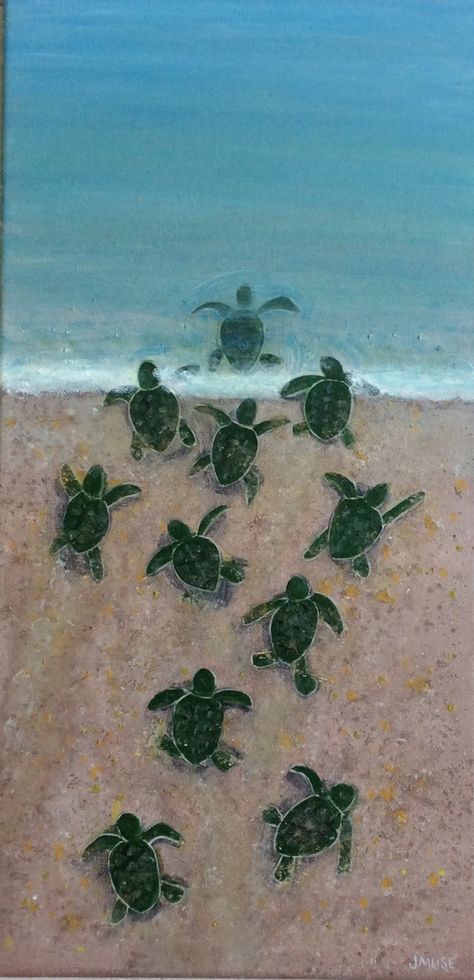 HOME....baby sea turtles..hatched..ocean..coastal..sea creatures..beach Sea Turtle Wallpaper, Sea Turtles Hatching, Hatch Drawing, Sea Turtle Drawing, Turtle Hatching, Sea Creatures Drawing, Turtle Wallpaper, Sea Turtle Painting, Beach Drawing