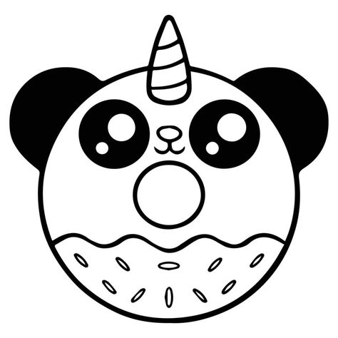 Panda Donut, Donut Coloring Page, Panda Coloring Pages, Cute Donuts, Cute Bear Drawings, Coloring Pages For Boys, Graphics Fairy, Unicorn Coloring Pages, Coloring Pages For Girls