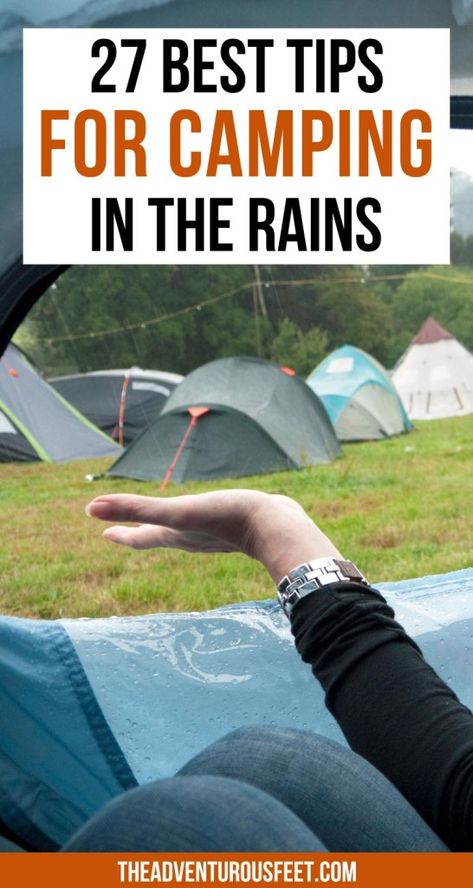 Have you ever been caught in the rain while camping? I have, and I've learned some valuable lessons along the way. In my ultimate guide, I share 27 best tips for camping in the rain, drawn from my own experience. You'll discover practical advice and camping in the rain hacks to help you stay dry, keep warm, and make the most of your rain-soaked camping trip. Tips For Camping In The Rain, Tent Camping In The Rain Hacks, Camping In Rain Hacks, Rain Camping Hacks, Camping Shower Hacks, Tent Camping In The Rain, Camping Rain Hacks, Staying Warm While Camping, Winter Camping Hacks