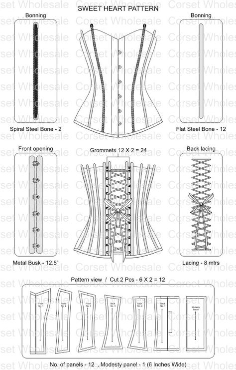 Corset pattern (591×924) Diy Corset, Corset Sewing Pattern, Corset Pattern, Steel Boned Corsets, Boned Corsets, Costume Patterns, Couture Mode, Waist Training, Pattern Drafting