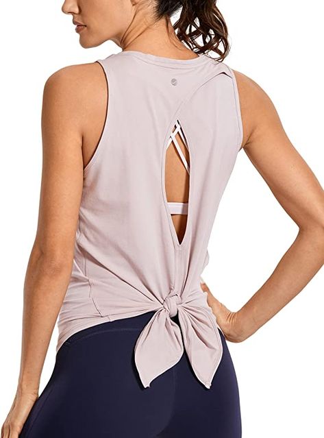 CRZ YOGA Women's Pima Cotton Workout Tank Tops Tie Back Sleeveless Shirts Yoga Athletic Open Back Sport Gym Tops at Amazon Women’s Clothing store Crz Yoga, Sleeveless Shirts, Yoga Tank Tops, Gym Tops, Beautiful Curves, Sport Gym, Workout Tanks, Workout Tank Tops, Sleeveless Shirt