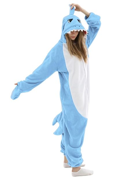 PRICES MAY VARY. Polar fleece Imported ★ MATERIAL: 100% Polar Fleece Pyjamas,Breathable,Comfortable thermal and Soft to touch. Make you become a real shark in those cold days. ★ COZY: Shark Costume for Adult and Teens features buttons,easy to put on and take it off.Side pockets,carry your keys and cell phone around with you.Loose fit design give you freedom.Attached paw-shaped gloves complete the shark costume look. ★ CLEANING :Take good care of your new shark pajamas to prevent fading! The comf Shark Onesie Halloween Costumes, Onesie Halloween Costumes, Carnaval Outfits, Shark Halloween Costume, Shark Onesie, Shark Pajamas, Shark Costume, Animal Onesies, Animal Cosplay