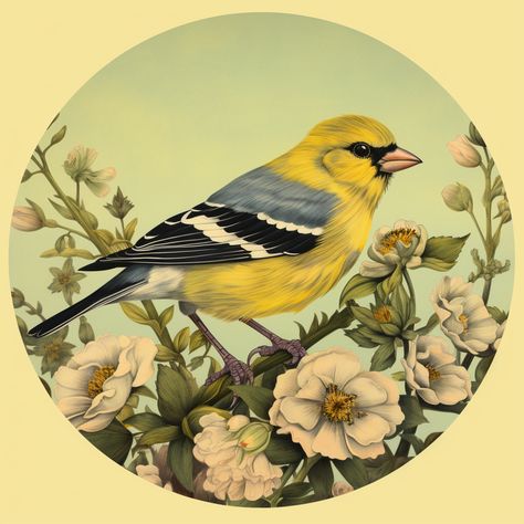 🐦🌻💛 Check out this gorgeous vintage Iowa goldfinch illustration! 🐦🌻💛 Perfect for all bird and animal lovers, this would be a great addition to any art collection. 🖼️ Vintage Bird Art, Goldfinch Illustration, Goldfinch Art, Goldfinch Bird, Vintage Bird Illustration, Illustration Nature, The Beauty Of Nature, Bird Wallpaper, Animals Artwork