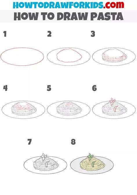 Pasta Drawing Easy, Pasta Doodle Drawing, Pasta Drawing, Food Drawing Easy, Draw Food, Homemade Recipe Books, Pasta Easy, Food Doodles, Recipe Journal