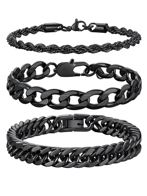 Stainless Steel Bracelets for Men Women

 2PCS/3PCS Cuban/Rope Link Chain Bracelets Set
 7.4/8.2/9 Inch Hand Chain Length
 Perfect for Daily Wear, Party, Gift

#stainlesssteelbracelets #mensbracelets #womensbracelets #cubanlinkbracelet #ropelinkbracelet #chainbracelet #gift #birthdaygift #christmasgift #anniversarygift https://whispers-in-the-wind.com/discover-the-latest-mens-accessory-trends-for-2024/?mens-2-piece-summer-short-sets-outfits-fashion-polo-shirt-casual-short-sleeve-and-shorts-set Mens Black Jewelry, Men’s Accessories, Black Bracelets For Men, Men Rings Aesthetic, Gold Jewelry Men, Men Silver Jewelry, Men Accessory, Accessories Closet, Bracelets Chain