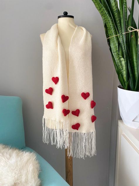 Heart Scarf, Winter Scarves, Knit Gift, 3D Heart, Woman Accessories, Gifts for Her, Handknit Shawl, Wool Scarf, Women Knitwear Miss You Gift - Etsy Ukraine Heart Scarf, Knit Heart, Winter Knit Scarf, Crochet Sweater Design, Miss You Gifts, Knitted Heart, Woman Accessories, Winter Scarves, Hand Knit Scarf