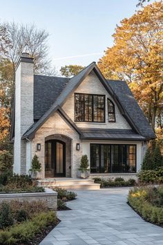 Front Home Remodel, Small Two Story House Exterior, Exterior House Design Classic, Different House Styles Architecture, White Brick Craftsman Exterior, New Craftsman Style Homes, Brick Home Design, House Designs Exterior One Floor, Stone And Dark Siding Exterior