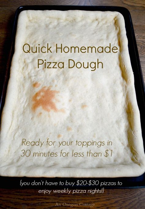 Quick Homemade Pizza Dough In Thirty Minutes for Less Than a Dollar: http://www.anoregoncottage.com/quick-homemade-pizza-dough/ #recipe Quick Homemade Pizza Dough, Homemade Pizza Dough Recipe, Easy Pizza Dough, Pizza Dough Recipe, Homemade Pizza Dough, Pizza Recipes Homemade, Easy Pizza, Pizza Recipes Dough, Pizza Hut