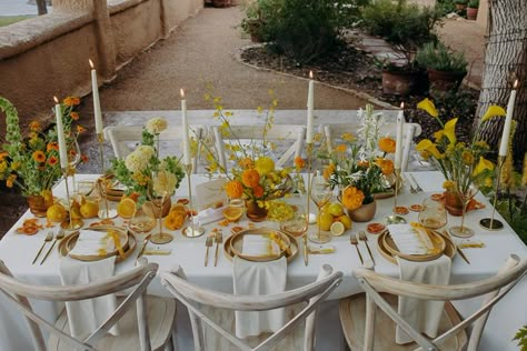 Amber And Sage Green Wedding, Earth Tone Wedding Colors Summer, Sage Green And Mustard Wedding, Yellow And Emerald Wedding, Summer Wedding Colors Yellow, Wedding Color Yellow Schemes, Yellow And Beige Wedding, Sage Green And Orange Wedding Theme, Sage Green And Pale Yellow Wedding