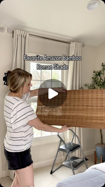 Room Remedies by Melissa on Instagram: "I love the natural elegance of bamboo Roman shades🌿. They are perfect for adding natural warmth and style to any room. These shades offer privacy while allowing soft, filtered light to brighten your space. ☀️

🔗 The link to these bamboo shades can be found in my bio in my Amazon storefront.

👉🏻 These shades come in many different colors and can be customized to fit your windows.

🏡 Be sure to follow me to see more of my favorite home finds and for decorating tips and inspiration. 

#lazblinds #romanshades #windowtreatments #amazonhomefinds #windowcoverings #homedecorfinds #interiordesigntips #homestyling #homedecorating" Bamboo Shades With Curtains Living Rooms, Bamboo Blinds With Curtains, Bamboo Shades With Curtains, Bamboo Shades Bedroom, Bamboo Shades Kitchen, Bamboo Roman Shades, Window Treatments Bedroom, Diy Shades, Bamboo Blinds